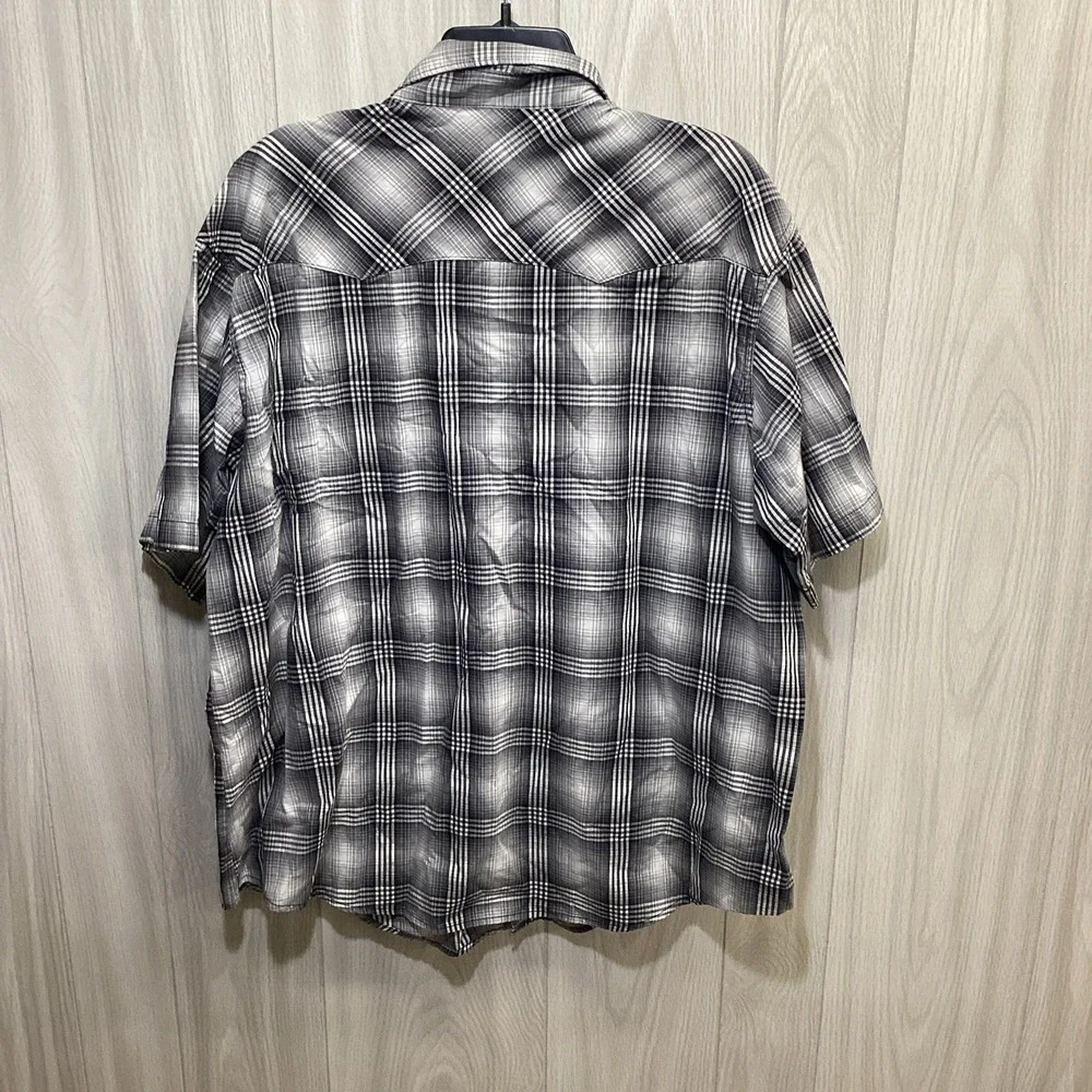 WRANGLER Men's (Size XXL) Short Sleeve Collared Pearl Snap Plaid Shirt‎ 42S